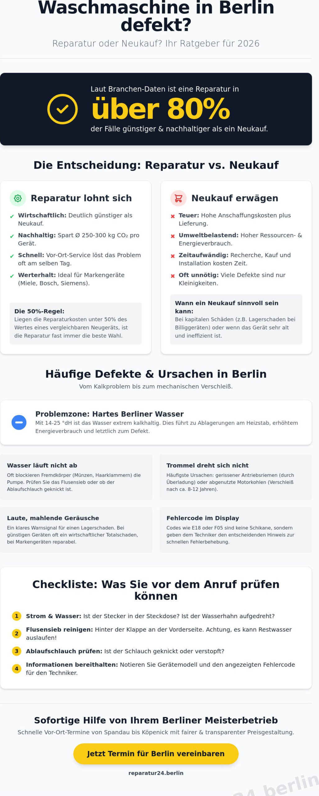 Reparatur Waschmaschinen in Berlin: Der ultimative Ratgeber für 2026