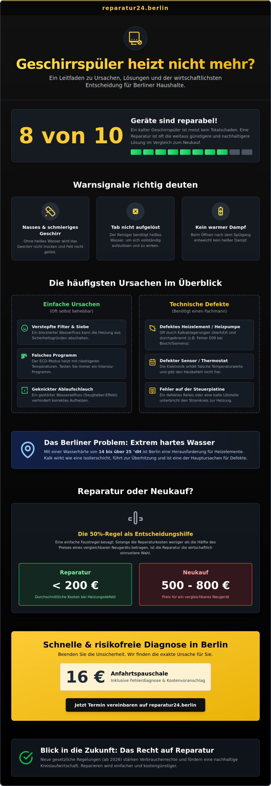 Geschirrspüler heizt nicht mehr? Ursachen, Lösungen & Profi-Tipps 2026