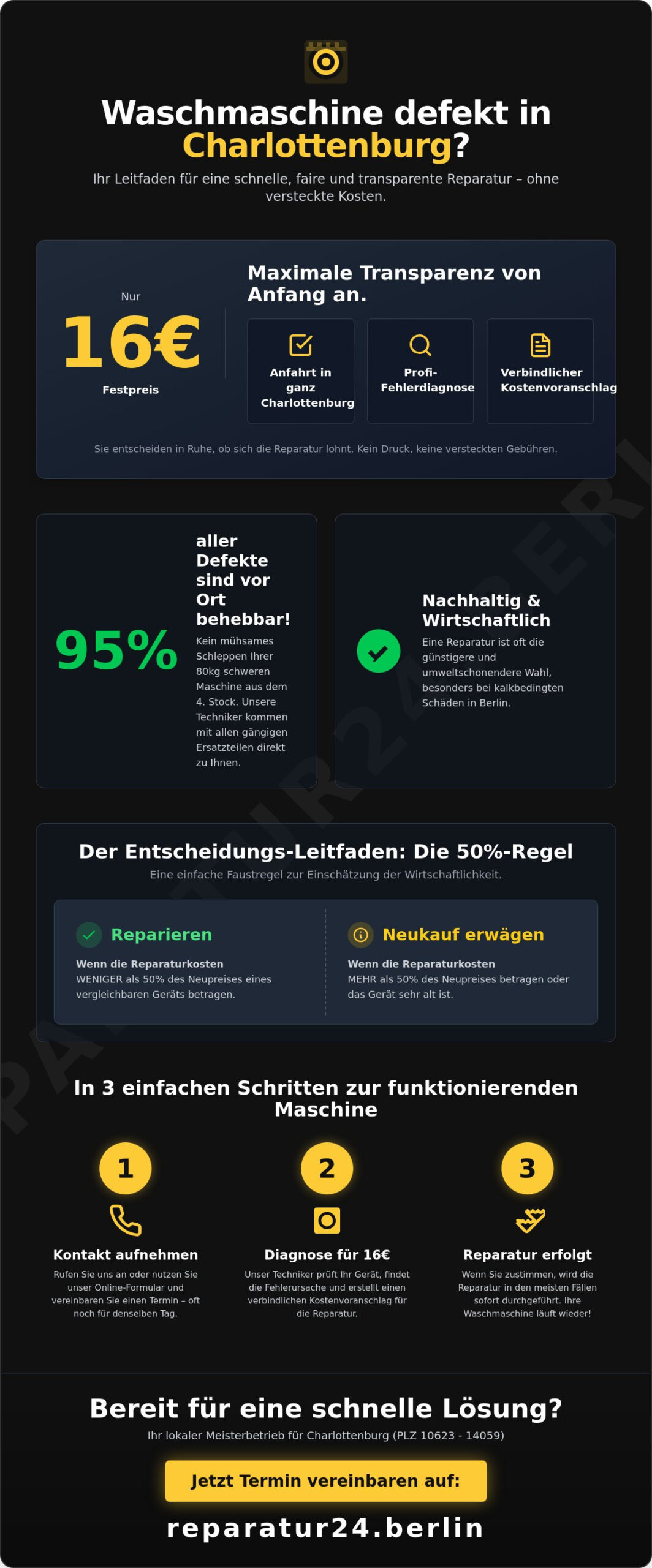 Waschmaschine Reparatur Berlin Charlottenburg: Profi-Service für 16€