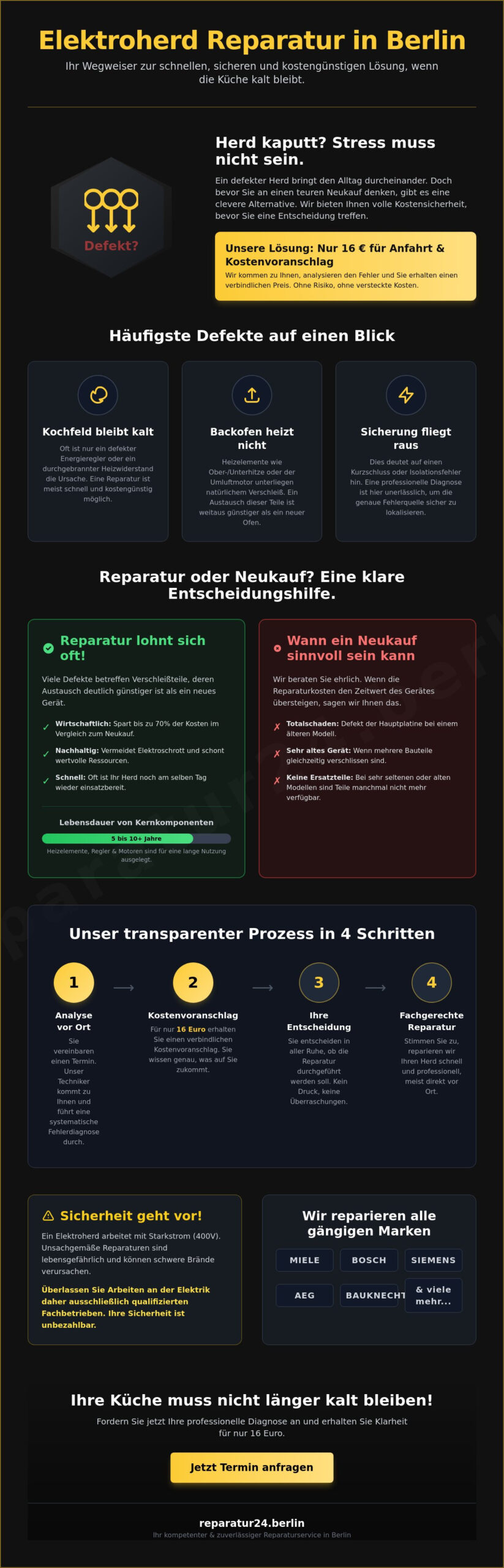 Elektroherd Reparatur in Berlin: Schnelle Hilfe & 16 € Anfahrtspauschale