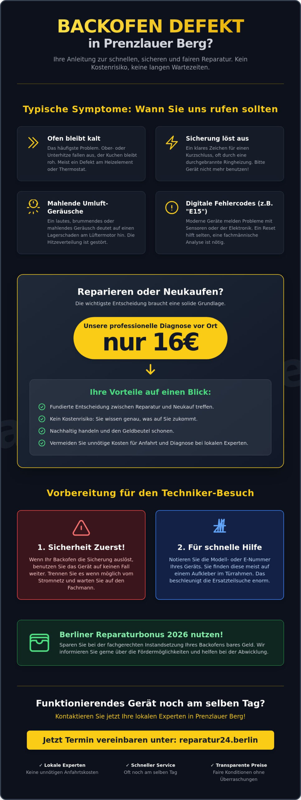 Backofen Reparatur Prenzlauer Berg: Schnelle Hilfe & 16€ Diagnose