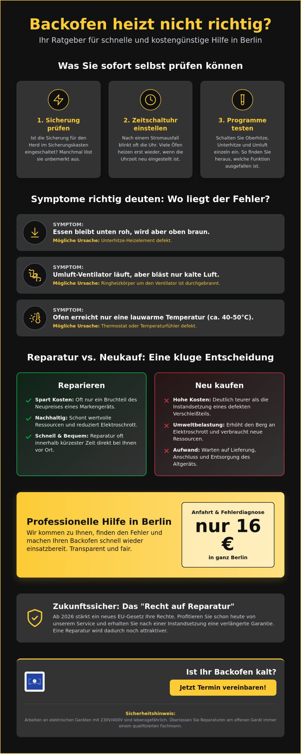 Backofen heizt nicht richtig? Ursachen & Reparatur-Service in Berlin 2026