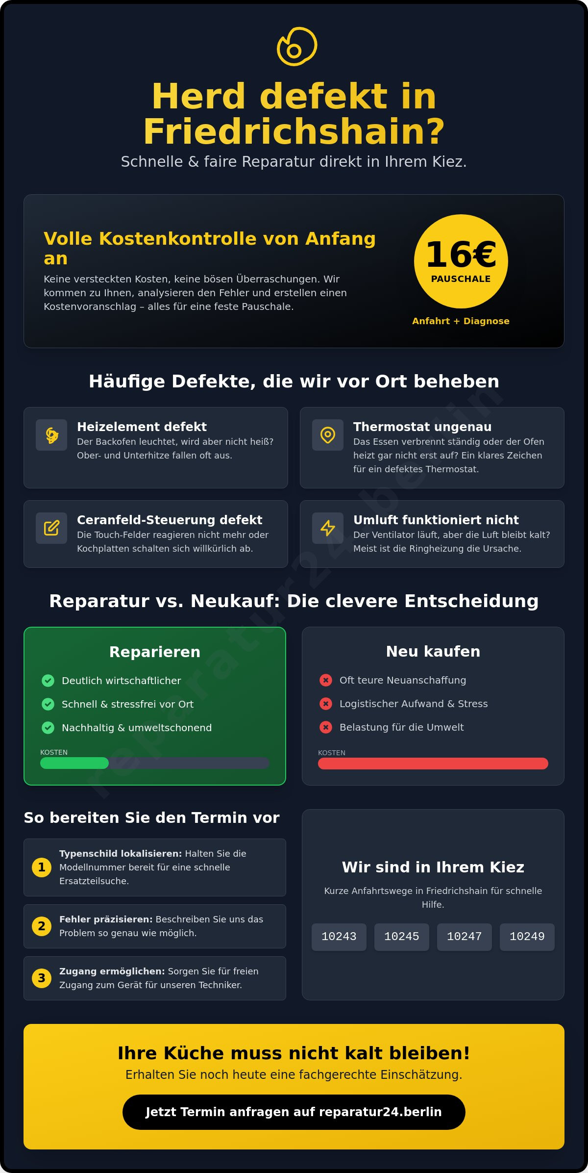 Herd Reparatur Berlin Friedrichshain: Schnelle Hilfe & 16€ Anfahrt