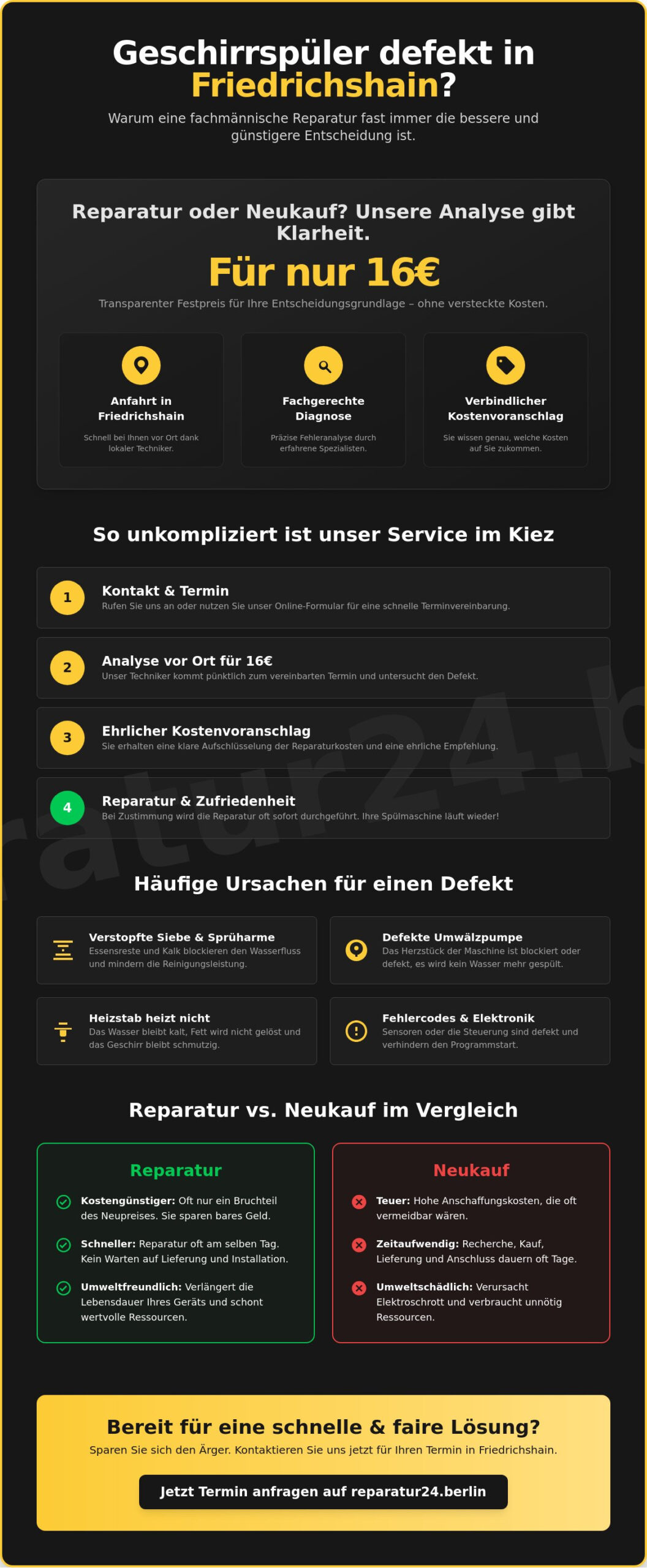 Spülmaschine Reparatur Berlin Friedrichshain: Schneller Service für 16€
