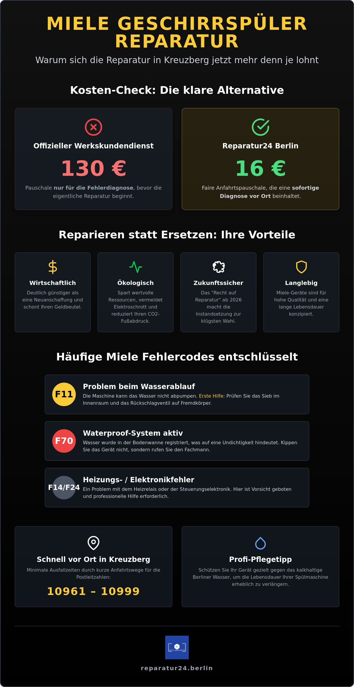 Miele Geschirrspüler Reparatur Kreuzberg: Profi-Service für nur 16 €