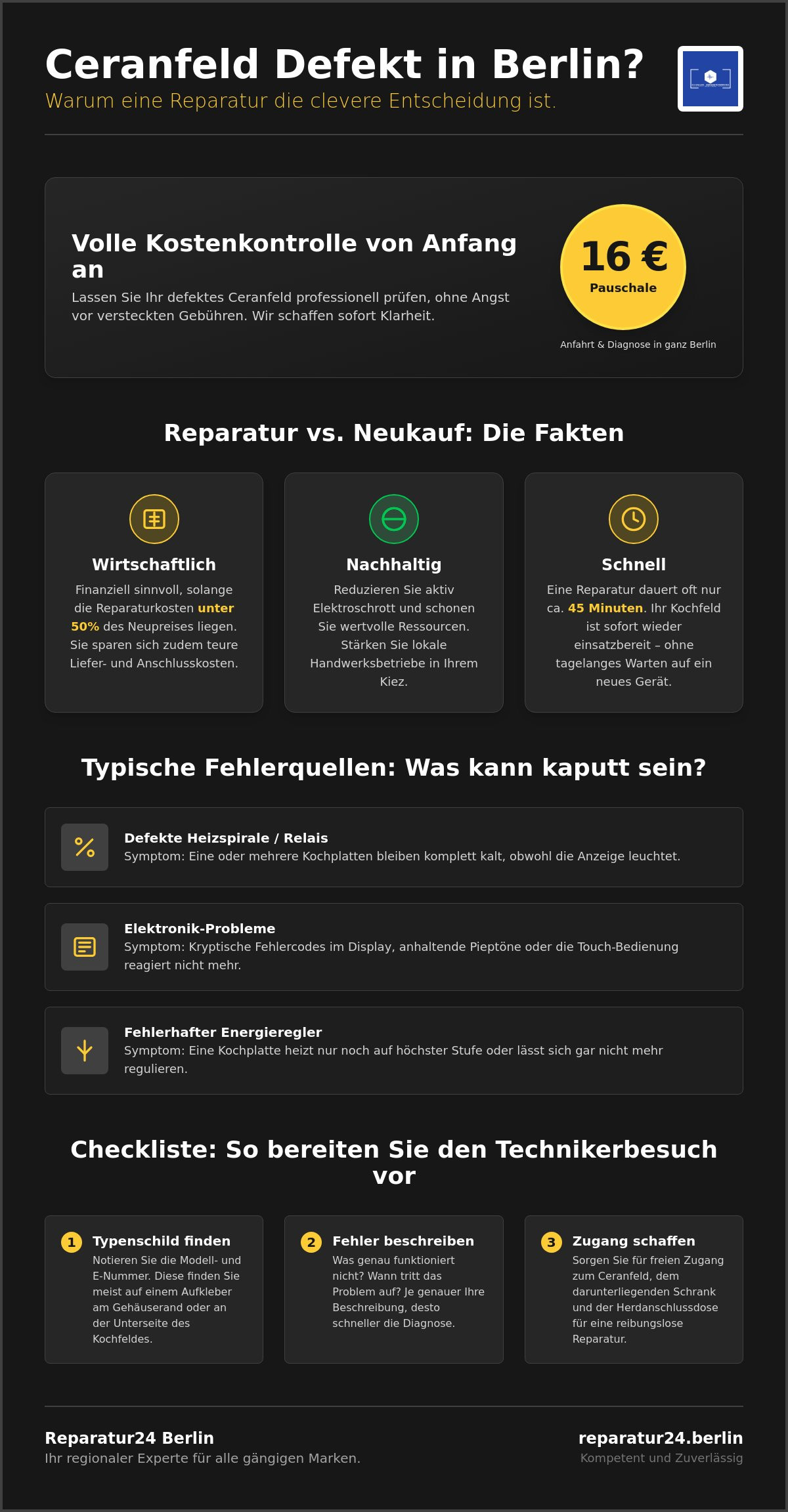 Ceranfeld Reparatur Berlin: Schnelle Hilfe & 16€ Kostenvoranschlag