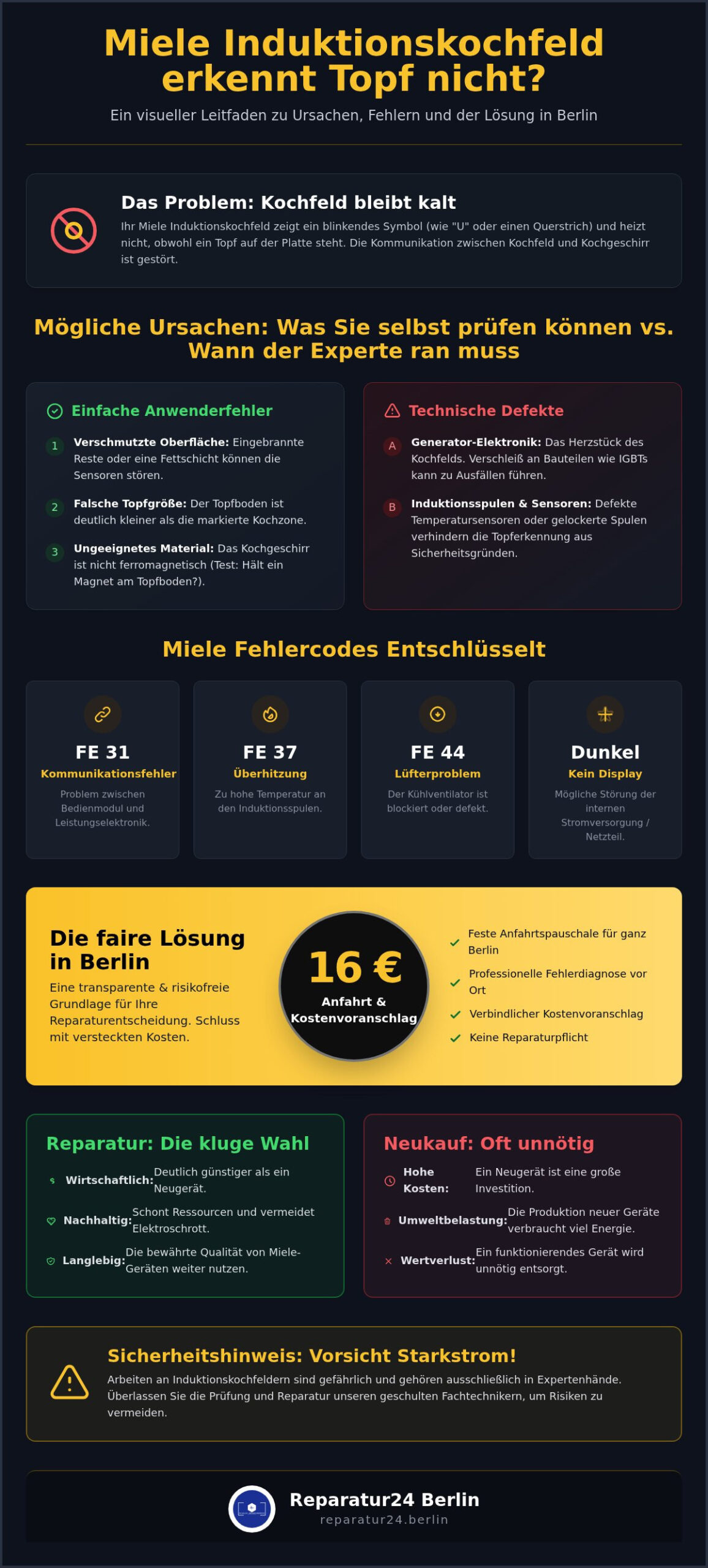 Miele Induktion erkennt Topf nicht Berlin: Schnelle Hilfe & 16€ Anfahrt