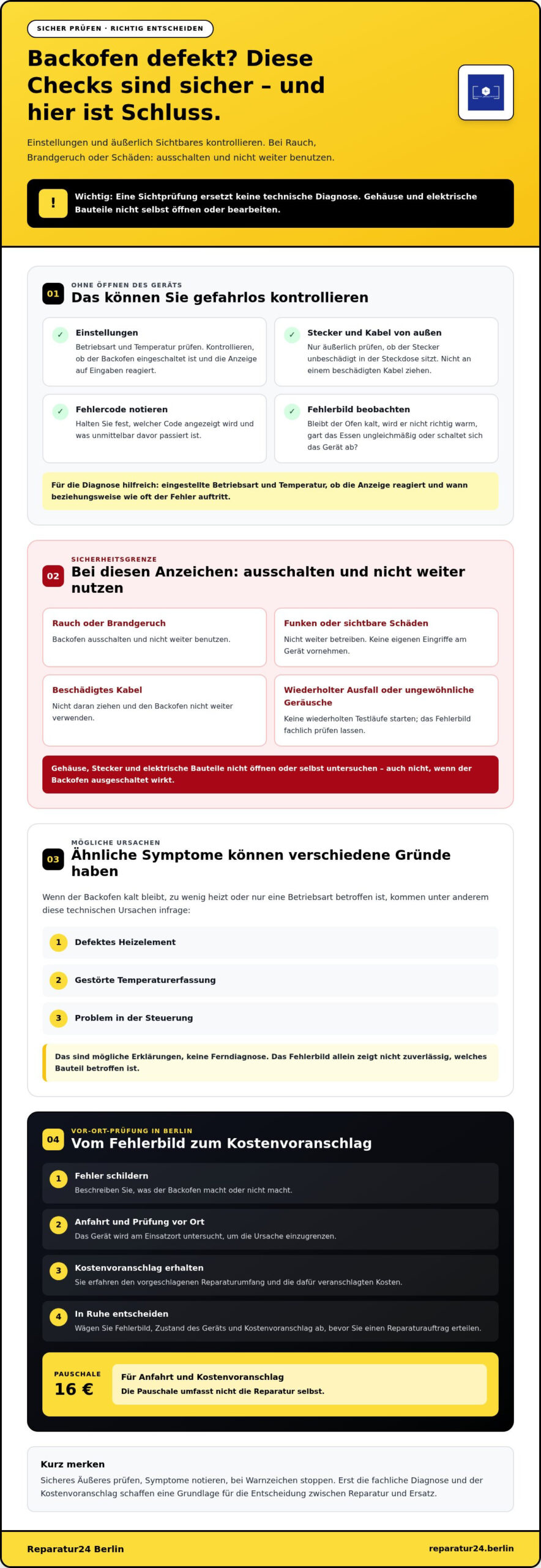 Backofen Reparatur Berlin: schnelle Hilfe und klare Kosten