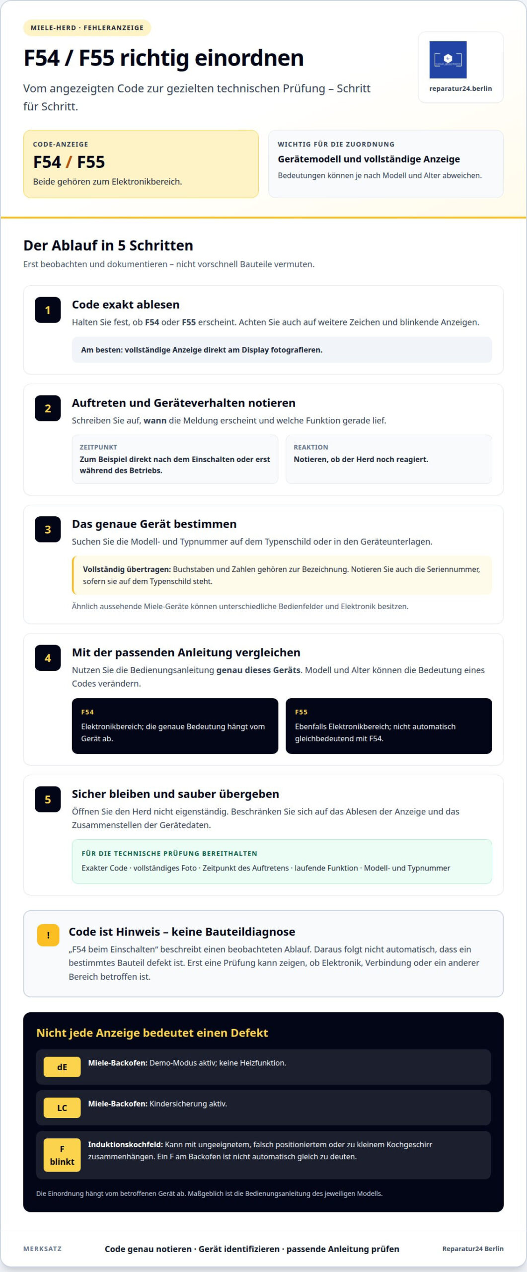 Miele Herd Fehlercode: Übersicht & Reparatur Berlin