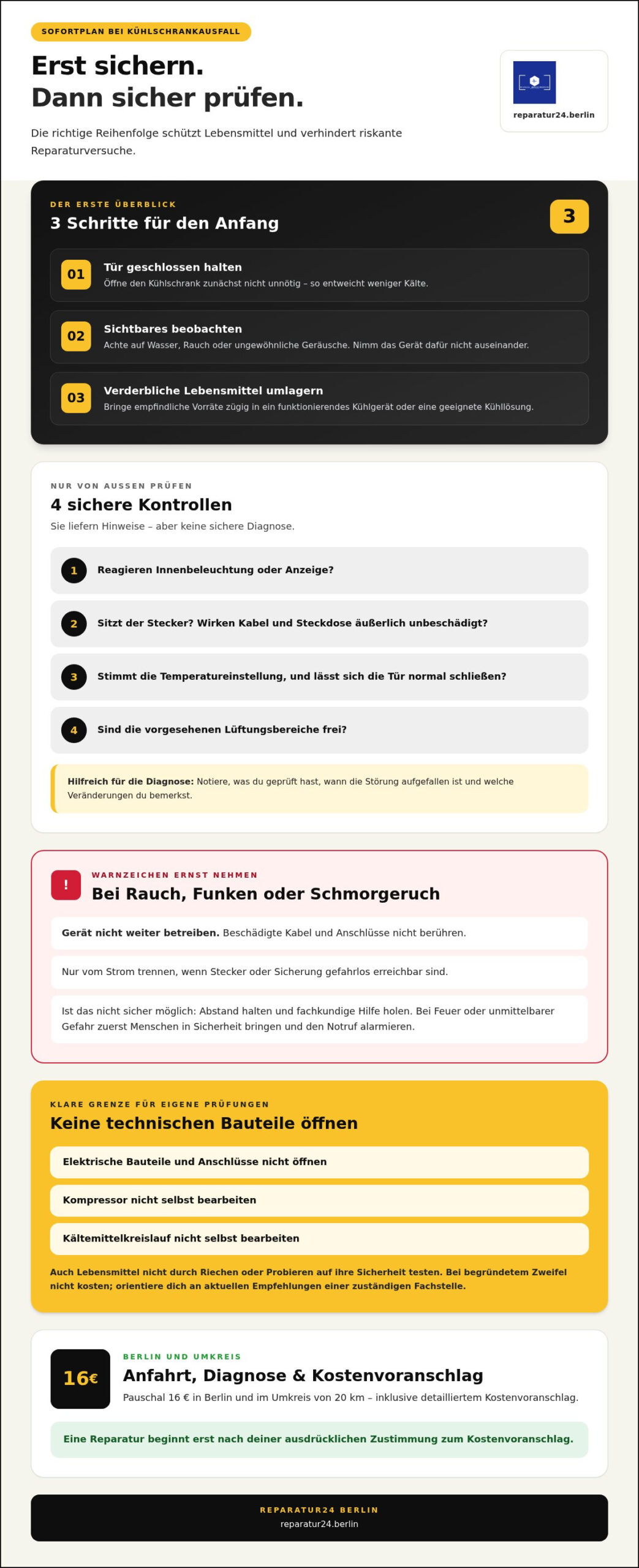 Was tun, wenn der Kühlschrank kaputt ist? Erste Schritte und sichere Lösungen