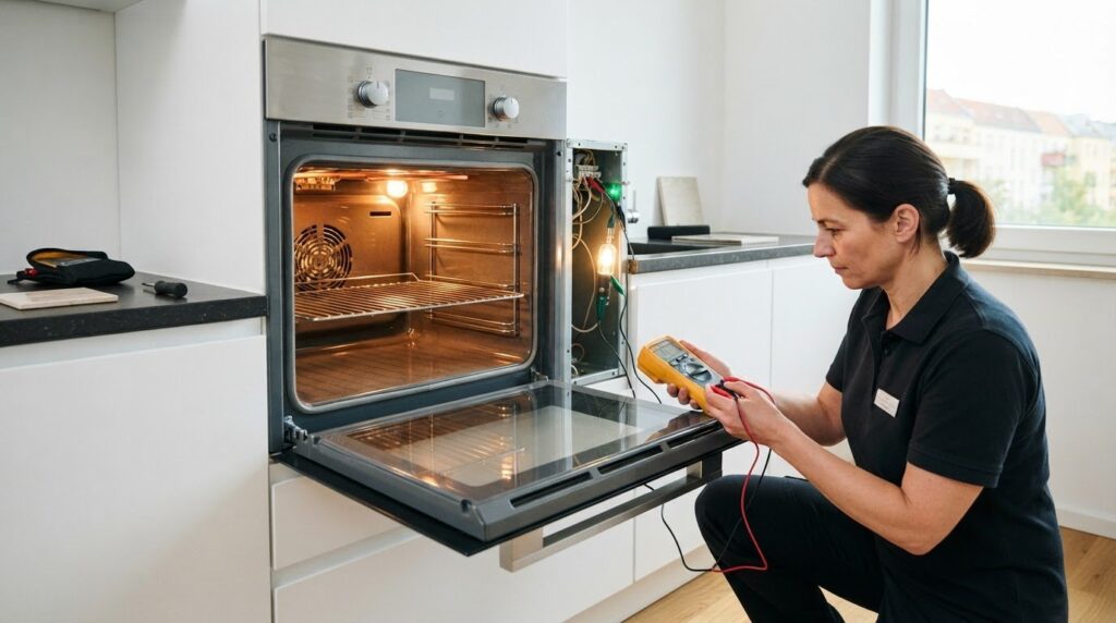 Backofen nach der Reparatur fachlich auf Funktion prüfen